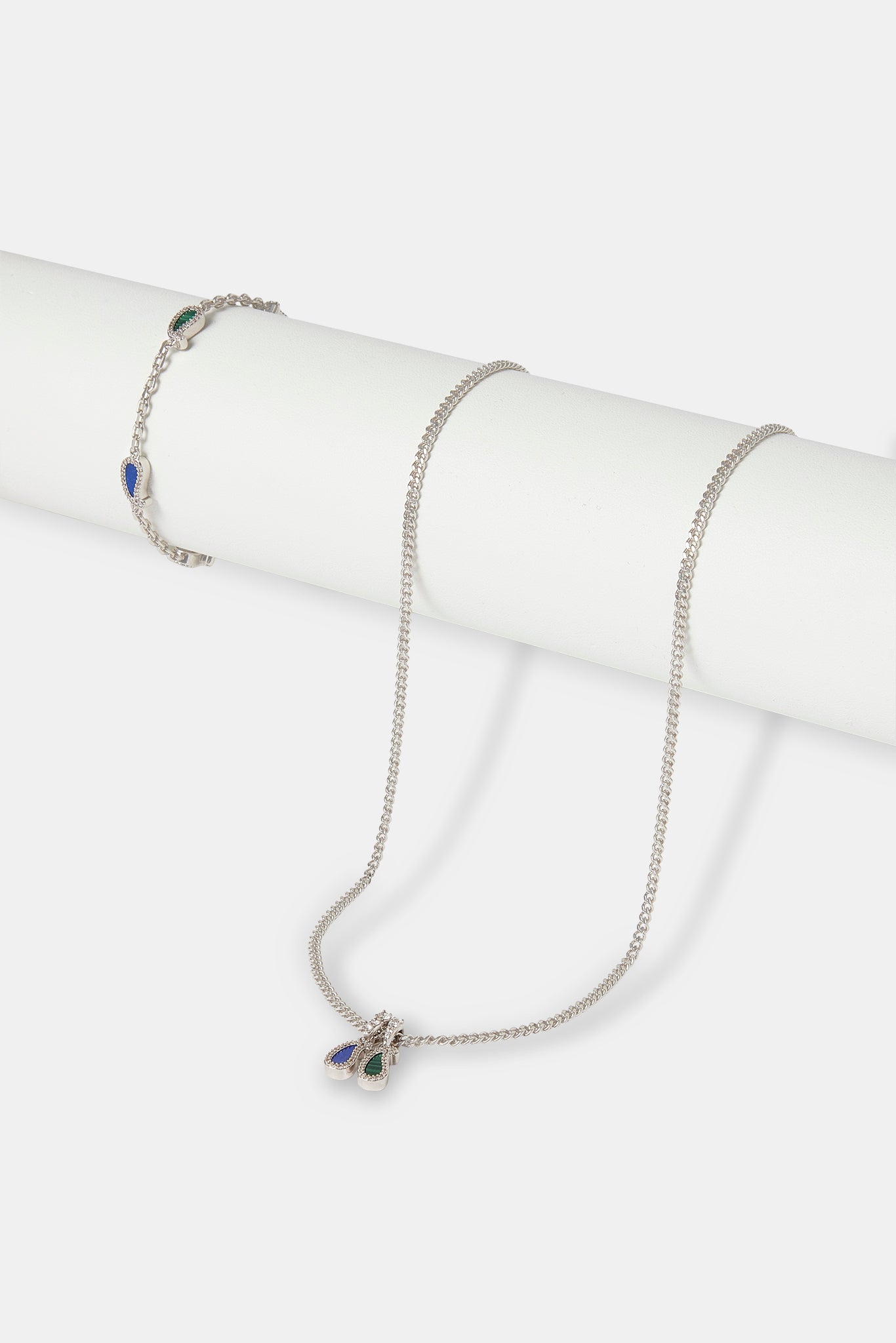 Lapis & Malachite Paisley Rolo Bracelet & Necklace